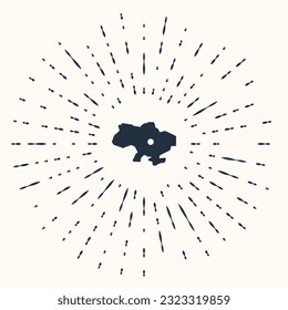 Grey Map of Ukraine icon isolated on beige background. Abstract circle random dots. Vector
