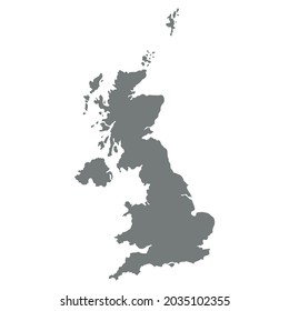 grey map of United kingdom vector illustration isolated on white background