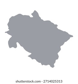 Graue Karte von Uttarakhand einzeln auf weißem Hintergrund. Vektorgrafik