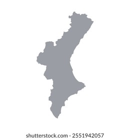Grey map of Valencia isolated on white background. Vector illustration