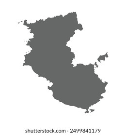 Mapa gris de la prefectura de Wakayama aislado sobre fondo blanco. Ilustración vectorial