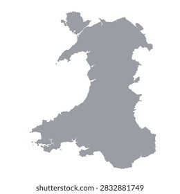 Grey map of Wales isolated on white background. Vector illustration
