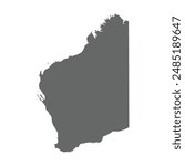 Grey map of Western Australia state. Vector illustration