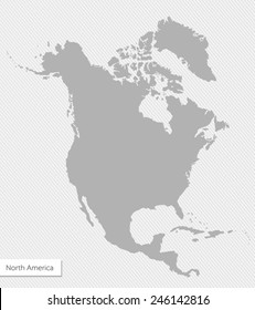 Grey Maps of North America. Vector illustration