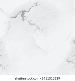 Grey Marble Paint Pattern. Light Marble Watercolor. Grey Seamless Background. Light Alcohol Ink Marble. White Tile Wall. Light Elegant Granite. White Water Color Background. Vector Abstract Painting.