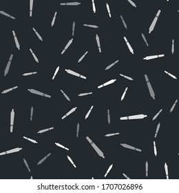 Grey Marijuana joint, spliff icon isolated seamless pattern on black background. Cigarette with drug, marijuana cigarette rolled. Vector Illustration