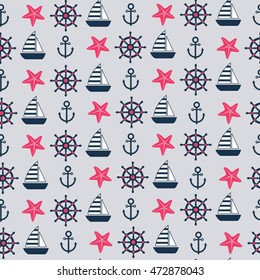 grey marine seamless pattern