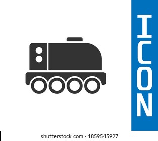 Icono del rover de Marte gris aislado en fondo blanco. El resplandor espacial. Signo de moonwalker. Aparato para estudiar la superficie de los planetas.  Vector