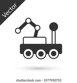 Grey Mars rover icon isolated on white background. Space rover. Moonwalker sign. Apparatus for studying planets surface.  Vector