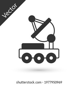 Grey Mars rover icon isolated on white background. Space rover. Moonwalker sign. Apparatus for studying planets surface.  Vector
