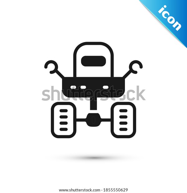Grey Mars rover icon isolated on white background.
Space rover. Moonwalker sign. Apparatus for studying planets
surface.  Vector