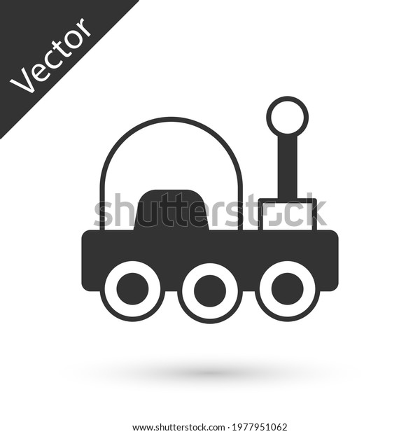 Grey Mars rover icon isolated on white background.\
Space rover. Moonwalker sign. Apparatus for studying planets\
surface.  Vector