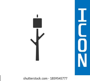 Grey Marshmallow on stick icon isolated on white background.  Vector
