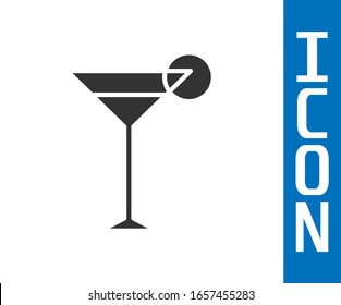 Grey Martini glass icon isolated on white background. Cocktail icon. Wine glass icon.  Vector Illustration