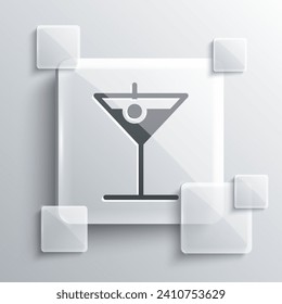 Grey Martini glass icon isolated on grey background. Cocktail icon. Wine glass icon. Square glass panels. Vector Illustration