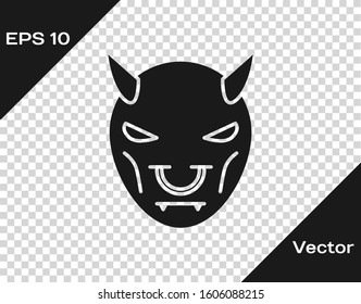 Grey Mask of the devil with horns icon isolated on transparent background.  Vector Illustration