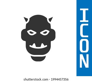 Grey Mask of the devil with horns icon isolated on white background.  Vector