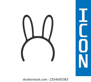 Grey Mask with long bunny ears icon isolated on white background.  Vector Illustration
