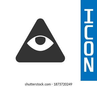 Grey Masons symbol All-seeing eye of God icon isolated on white background. The eye of Providence in the triangle.  Vector