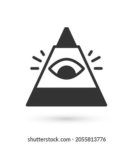 Grey Masons symbol All-seeing eye of God icon isolated on white background. The eye of Providence in the triangle.  Vector