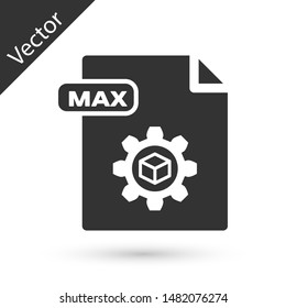 Grey MAX file document. Download max button icon isolated on white background. MAX file symbol.  Vector Illustration
