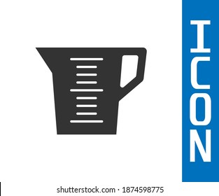Grey Measuring cup to measure dry and liquid food icon isolated on white background. Plastic graduated beaker with handle.  Vector
