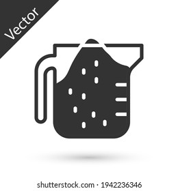 Grey Measuring cup to measure dry and liquid food icon isolated on white background. Plastic graduated beaker with handle. Vector