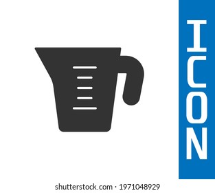 Grey Measuring cup to measure dry and liquid food icon isolated on white background. Plastic graduated beaker with handle.  Vector