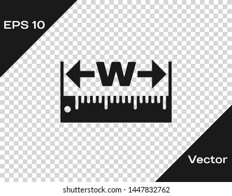 Grey The measuring height and length icon isolated on transparent background. Ruler, straightedge, scale symbol.  Vector Illustration