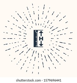 Grey The measuring height and length icon isolated on beige background. Ruler, straightedge, scale symbol. Abstract circle random dots. Vector Illustration