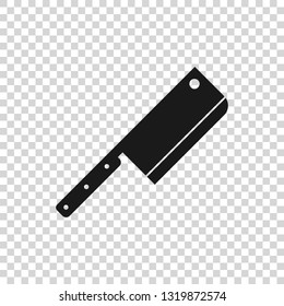 Grey Meat chopper icon isolated on transparent background. Kitchen knife for meat. Butcher knife. Vector Illustration