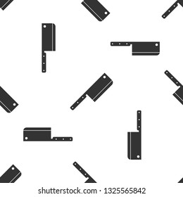 Grey Meat chopper icon isolated seamless pattern on white background. Kitchen knife for meat. Butcher knife. Vector Illustration