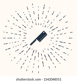 Grey Meat chopper icon isolated on beige background. Kitchen knife for meat. Butcher knife. Abstract circle random dots. Vector Illustration