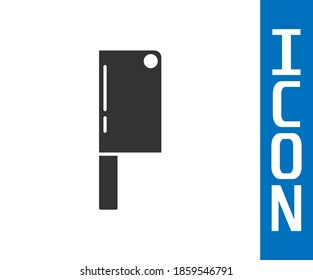 Grey Meat chopper icon isolated on white background. Kitchen knife for meat. Butcher knife. Happy Halloween party.  Vector