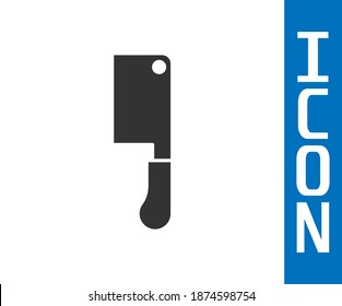 Icono del helicóptero de carne gris aislado en fondo blanco. Cuchillo de carnicero. Cuchillo de cocina para carne. Cuchillo de carnicero.  Vector