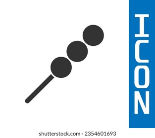 Grey Meatballs on wooden stick icon isolated on white background. Skewer with meat.  Vector Illustration