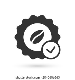 Grey Medal for coffee icon isolated on white background. Premium quality coffee badge.  Vector