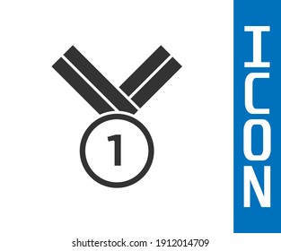 Grey Medal golf icon isolated on white background. Winner achievement sign. Award medal.  Vector