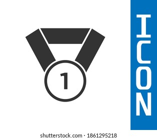 Grey Medal icon isolated on white background. Winner symbol.  Vector
