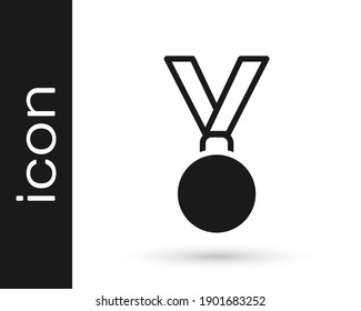 Grey Medal icon isolated on white background. Winner achievement sign. Award medal.  Vector Illustration