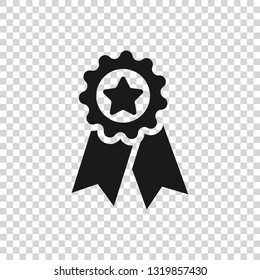 Grey Medal with star icon isolated on transparent background. Winner achievement sign. Award medal. Vector Illustration