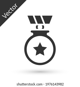 Grey Medal with star icon isolated on white background. Winner achievement sign. Award medal.  Vector