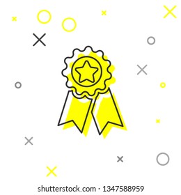 Grey Medal with star line icon isolated on white background. Winner achievement sign. Award medal. Vector Illustration Grey Medal with star line icon isolated on white background. Winner achievement sign. Award medal. Vector Illustration