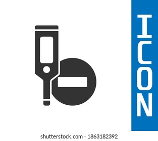 Grey Medical digital thermometer for medical examination icon isolated on white background.  Vector