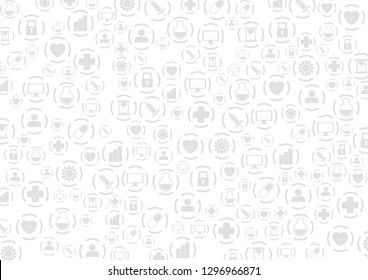 Iconos médicos grises, diseño abstracto de patrones. Fondo de estado de la ilustración del vector