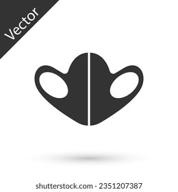 Grey Medical protective mask icon isolated on white background.  Vector