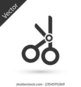 Grey Medical scissors icon isolated on white background.  Vector Illustration