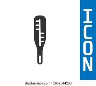 Grey Medical thermometer for medical examination icon isolated on white background.  Vector