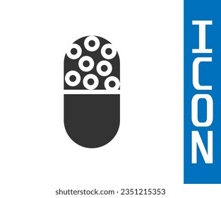 Grey Medicine pill or tablet icon isolated on white background. Capsule pill and drug sign. Pharmacy design.  Vector Illustration