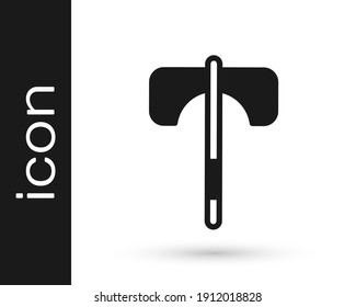 Grey Medieval axe icon isolated on white background. Battle axe, executioner axe. Medieval weapon.  Vector